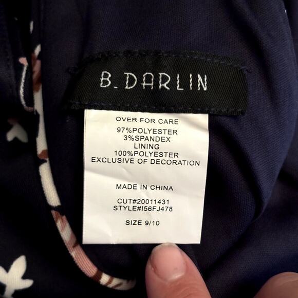 B Darlin Floral Halter Fit and Flare Dress Navy Pink Floral Size 9/10 - Picture 10 of 12